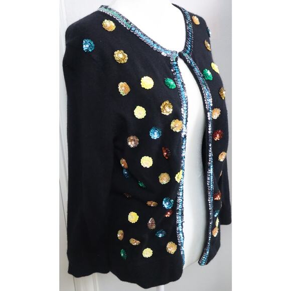 INC International Concepts Sequin Christmas Cardigan Angora Rabbit Hair Large - Picture 2 of 8